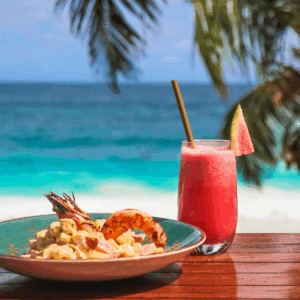 seafood lunch by sea